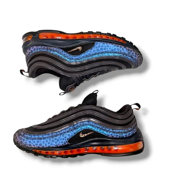 Nike Air Max 97 Safari Off Noir Reflective Men's Sneakers Black and Blue Sz 11us