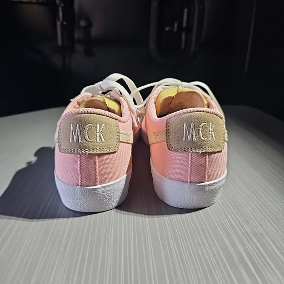 Nike Blazer Low '77 By You Custom Shoes Sneakers Pink &amp; Tan Flowers Women's Sz 8