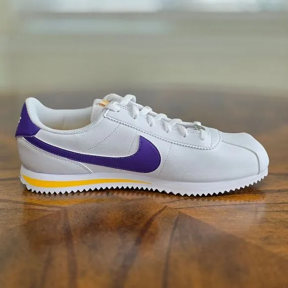 Nike Cortez Leather Los Angeles Lakers Shoes Men's 7 White Purple Gold New LE