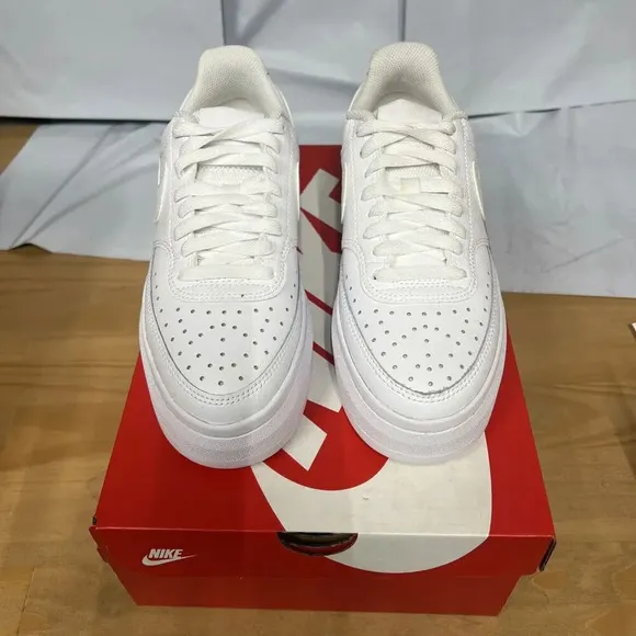 Nike Court Vision Alta DM0113-100 Sneaker Women's 8.5 White Leather Shoes BBS135