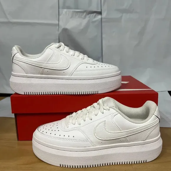 Nike Court Vision Alta DM0113-100 Sneaker Women's 8.5 White Leather Shoes BBS135