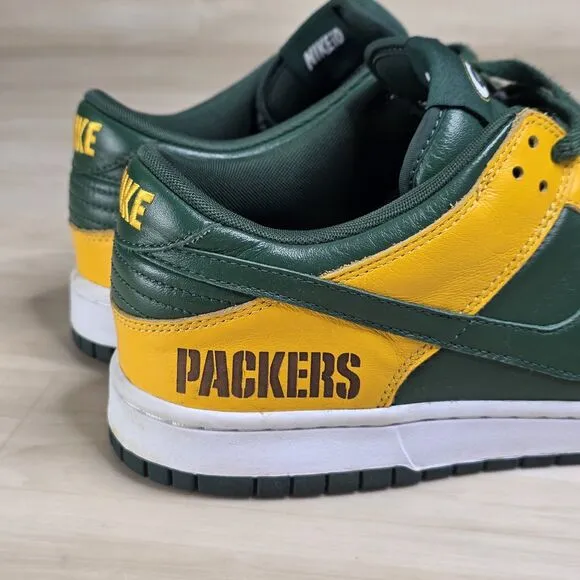 Nike Dunks Low ID Green Bay Packers Men’s 10 Shoes 535081-901 Size 11
