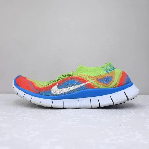 NIKE Flyknit Free 5.0 Men’s US 12.5 Rainbow Electric Green Athletic Shoes