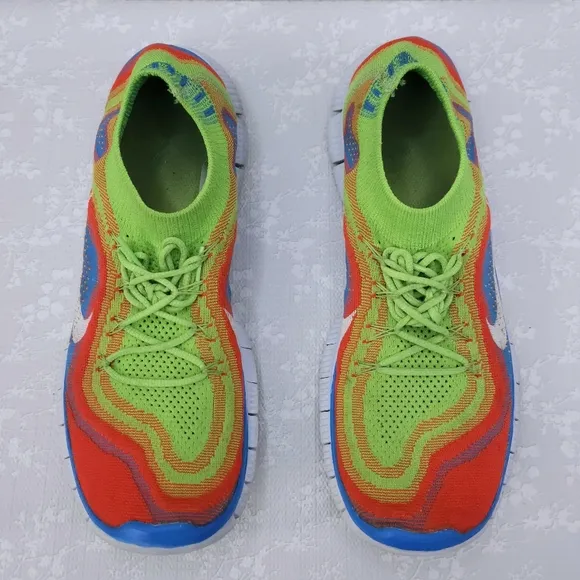 NIKE Flyknit Free 5.0 Men’s US 12.5 Rainbow Electric Green Athletic Shoes