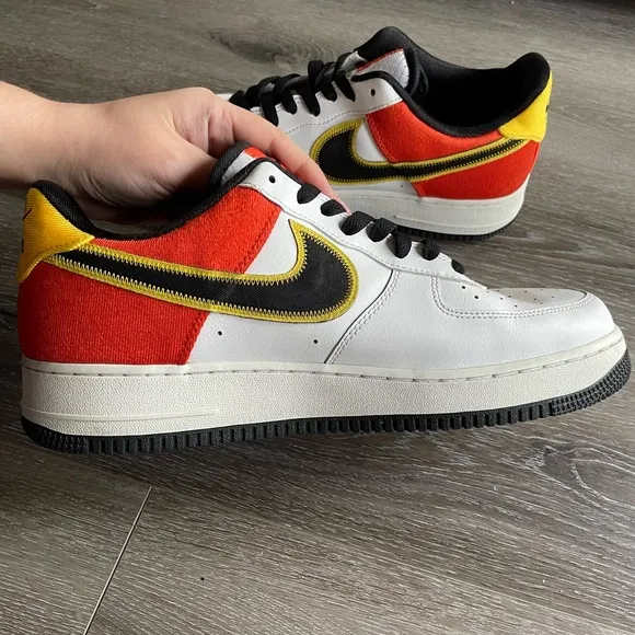 Nike Men's Air Force 1 Low Roswell Raygun Shoes, White/Black-Orange - Size 11.5