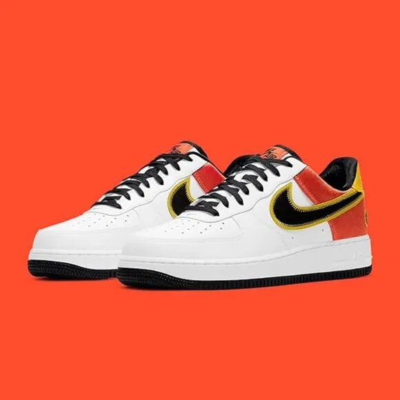 Nike Men's Air Force 1 Low Roswell Raygun Shoes, White/Black-Orange - Size 11.5