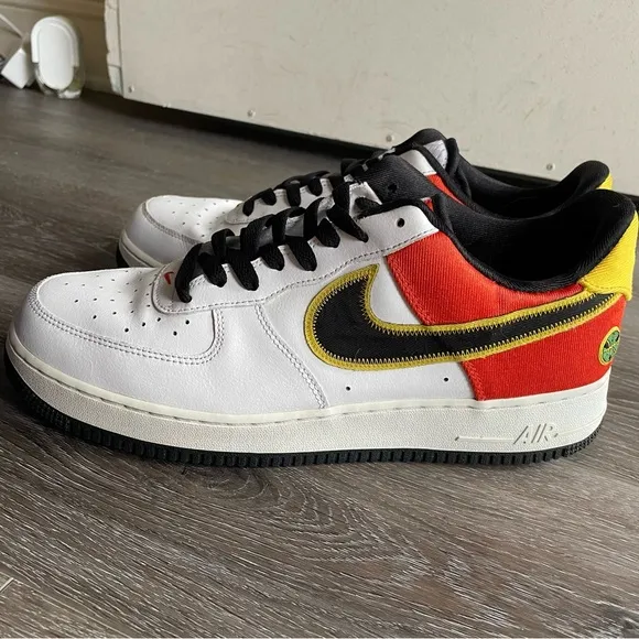 Nike Men's Air Force 1 Low Roswell Raygun Shoes, White/Black-Orange - Size 11.5