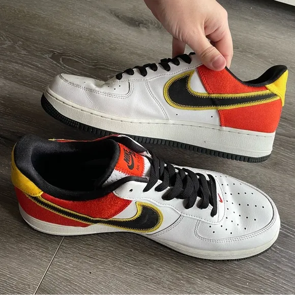 Nike Men's Air Force 1 Low Roswell Raygun Shoes, White/Black-Orange - Size 11.5