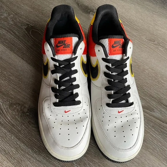 Nike Men's Air Force 1 Low Roswell Raygun Shoes, White/Black-Orange - Size 11.5