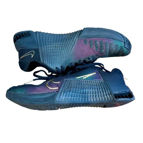 NIKE Metcon 9 PRM Black Fireberry Metallic Gold Shoes Women's 8.5 MINT CONDITION
