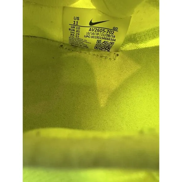 Nike Running Shoes Men's Size 11 React Presto AV2605-702 Neon Yellow Volt White