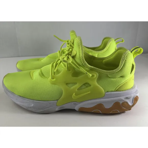 Nike Running Shoes Men's Size 11 React Presto AV2605-702 Neon Yellow Volt White