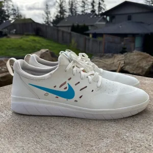 Nike SB Nyjah Summit White Light Blue Fury Men's Size 12 Running Shoes S…