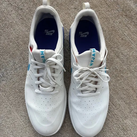 Nike SB Nyjah Summit White Light Blue Fury Men's Size 12 Running Shoes S…