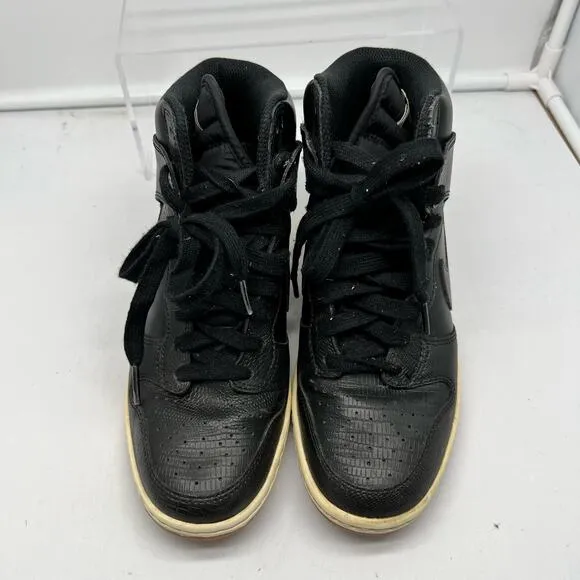 Nike Shoes Womens 7 Dunk Sky Hi Hidden Wedge Black Leather Gum 528899-012