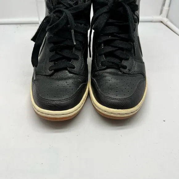 Nike Shoes Womens 7 Dunk Sky Hi Hidden Wedge Black Leather Gum 528899-012