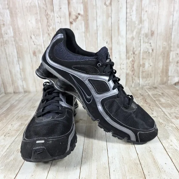 Nike Shox QT Running Shoes Cushioned Athletic Sneakers Black Silver 14‎