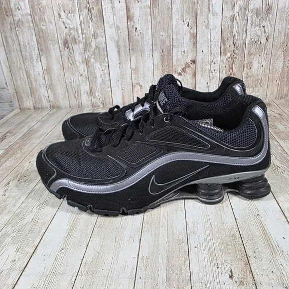 Nike Shox QT Running Shoes Cushioned Athletic Sneakers Black Silver 14‎