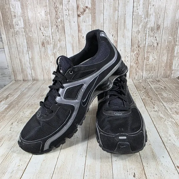 Nike Shox QT Running Shoes Cushioned Athletic Sneakers Black Silver 14‎
