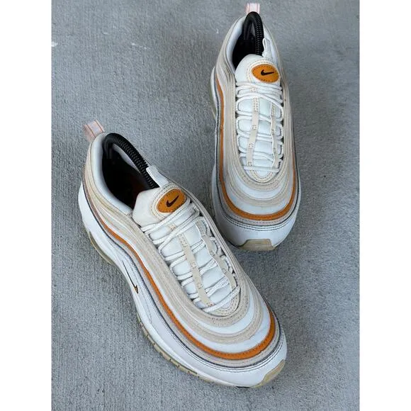 Nike Women's 8 Air Max 97 Lace Up Low Top Sneakers Shoes Phantom Light Curry