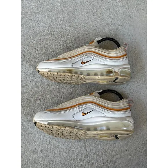 Nike Women's 8 Air Max 97 Lace Up Low Top Sneakers Shoes Phantom Light Curry