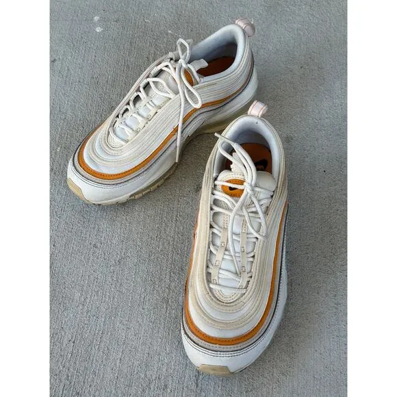 Nike Women's 8 Air Max 97 Lace Up Low Top Sneakers Shoes Phantom Light Curry