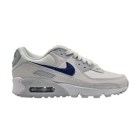 Nike Womens Air Max 90 Leather White Blue Sneaker Running Shoes Size 5.5