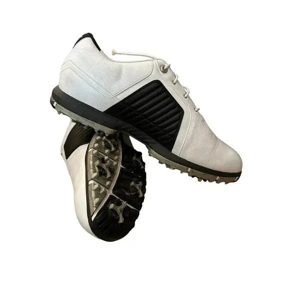 Nike Zoom Trophy 379228-191 Men's White &amp; Black Leather Golf Shoes Size 12W