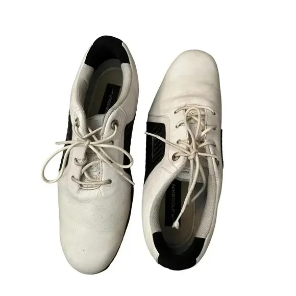 Nike Zoom Trophy 379228-191 Men's White &amp; Black Leather Golf Shoes Size 12W