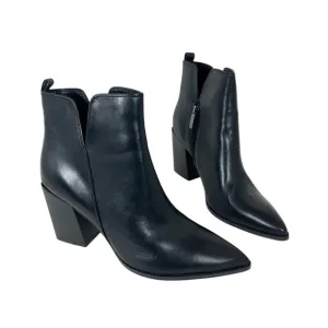 Nine West Women's Birds Block Heel Black Leather Booties Size 12M