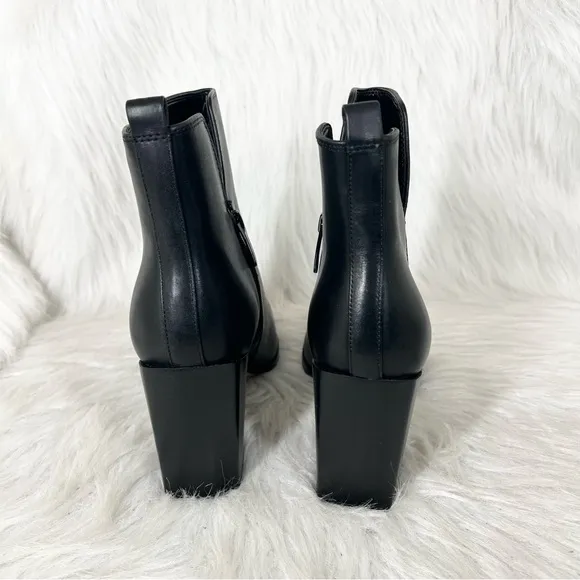 Nine West Women's Birds Block Heel Black Leather Booties Size 12M