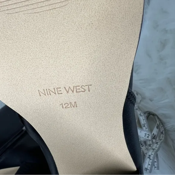 Nine West Women's Birds Block Heel Black Leather Booties Size 12M