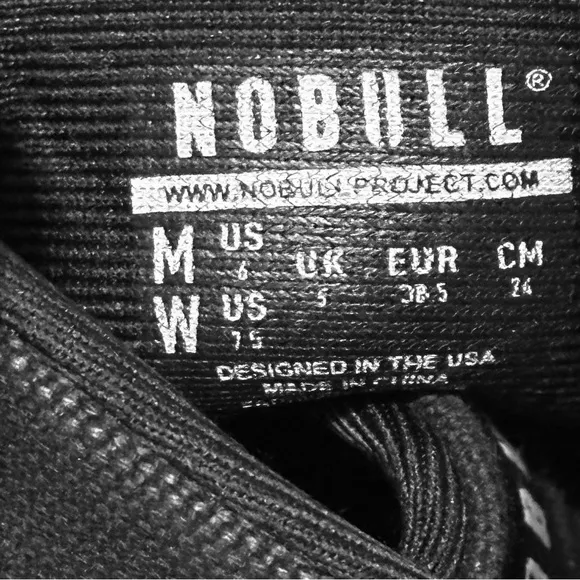 NOBULL High Top Canvas Trainer Black Shoes Unisex Size 6M/7.5W