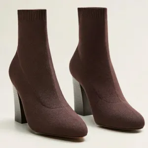 NWOB Mango Sock-style Knitted Heels Ankle Boots Size 6-6.5US / 37EU