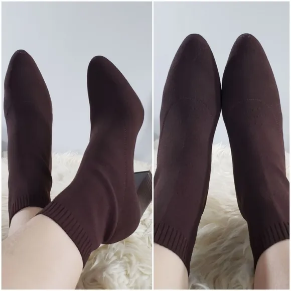 NWOB Mango Sock-style Knitted Heels Ankle Boots Size 6-6.5US / 37EU