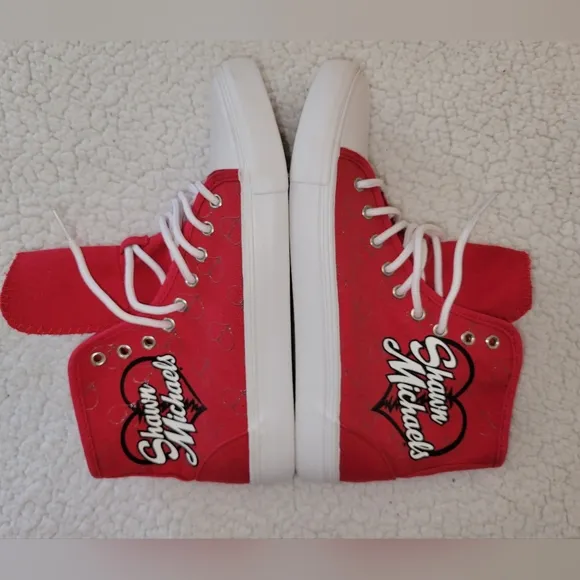 NWOT Chalk Line WWE Rare Shawn Michaels HBK  Red High Top Canvas Shoes Size 7