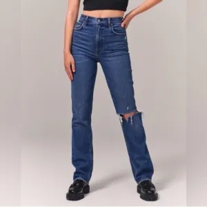 NWT Abercrombie &amp; Fitch A&amp;F 90s Straight Leg Ultra High Rise Ripped Jeans 30 10