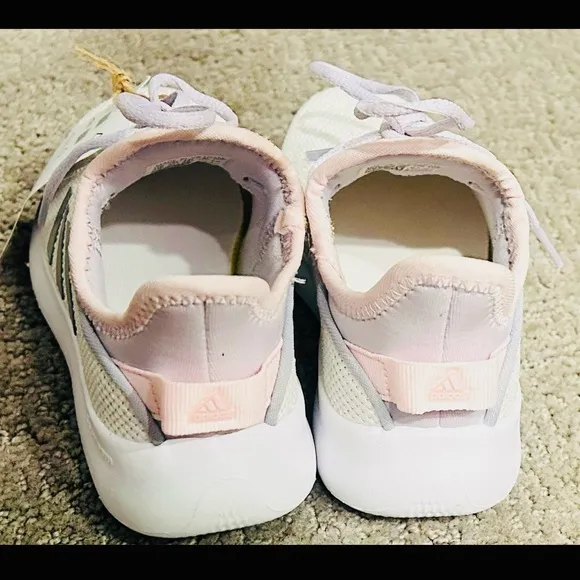 NWT. Adidas Kids Cloudfoam White and Pink Sneakers