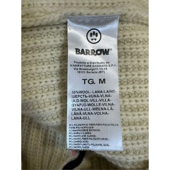 NWT Barrow Button Front Wool Blend Peace Patchy Vneck Cardigan Medium $391