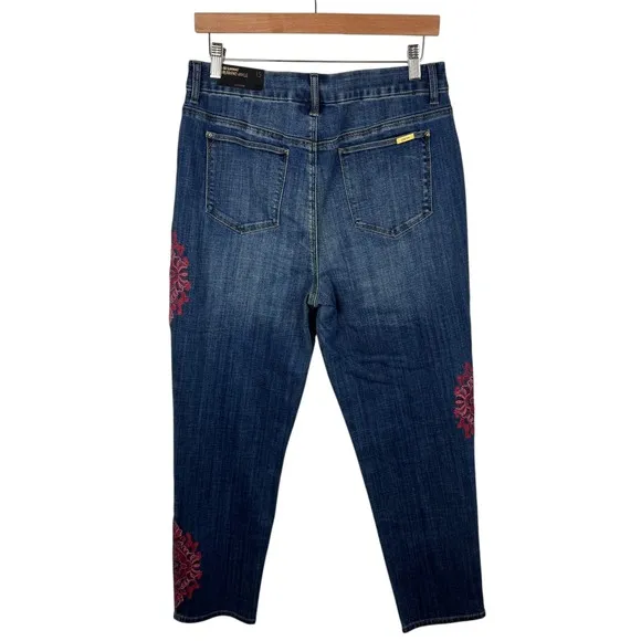 NWT Chico's So Slimming Girlfriend Ankle Jeans Sz 1.5 (US 10) Embroidered Boho