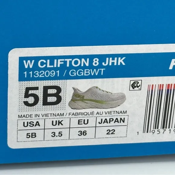 NWT Clifton 8 Hoka One One Running shoes brand new white lime green womens HJK