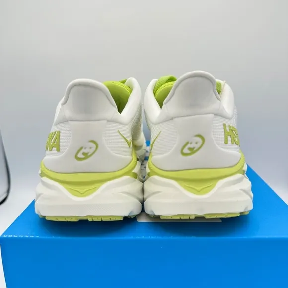 NWT Clifton 8 Hoka One One Running shoes brand new white lime green womens HJK