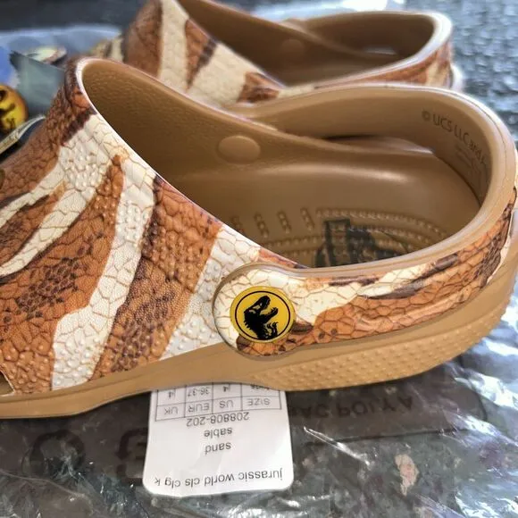 NWT Crocs Kids Size 4 Jurassic World Classic Clog - Bone Jurassic Park Dinosaurs