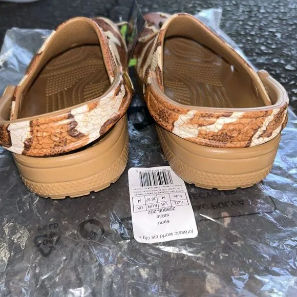 NWT Crocs Kids Size 4 Jurassic World Classic Clog - Bone Jurassic Park Dinosaurs