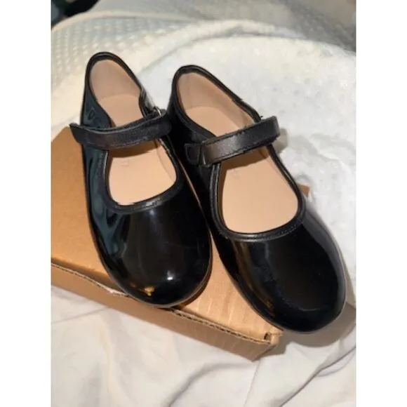 NWT Elephantito Girl's Zoe Mary Jane Patent Leather Shoes in Black size 10 T