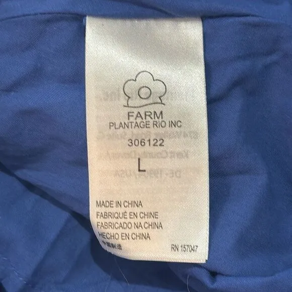 NWT Farm Rio Palm Tree Richelieu Dress Blue Large