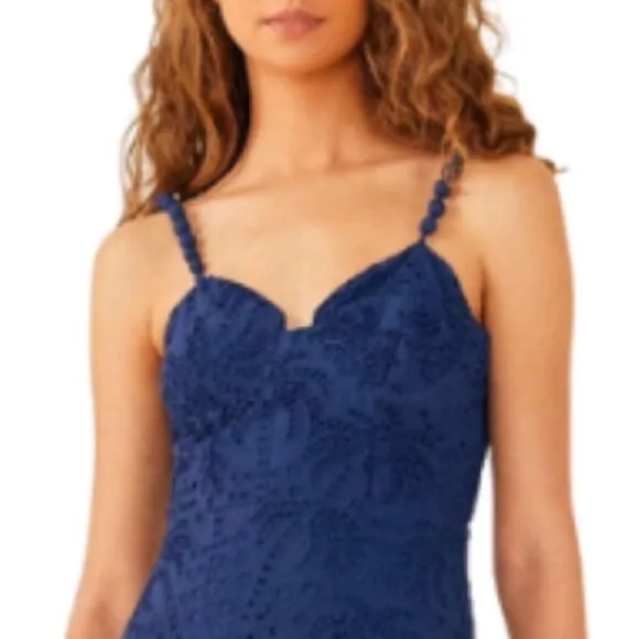 NWT Farm Rio Palm Tree Richelieu Dress Blue Large