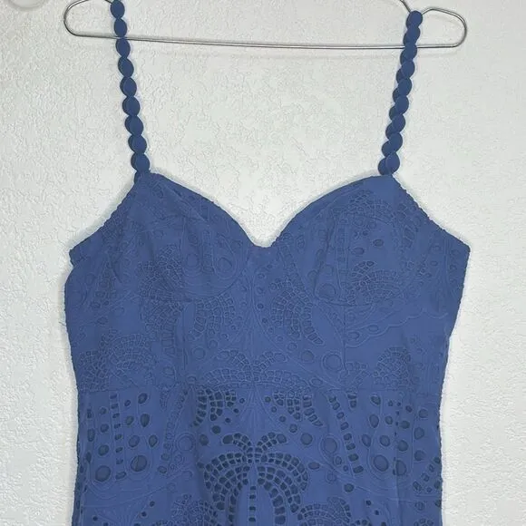 NWT Farm Rio Palm Tree Richelieu Dress Blue Large