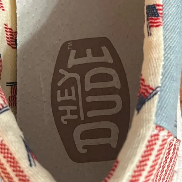 NWT-Hey Dude Men's Patriotic Red, White and Light Blue Casual Shoes 🇺🇸