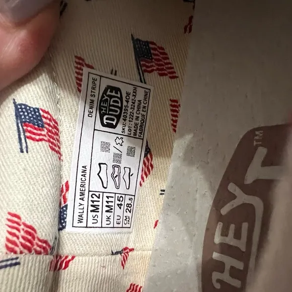 NWT-Hey Dude Men's Patriotic Red, White and Light Blue Casual Shoes 🇺🇸